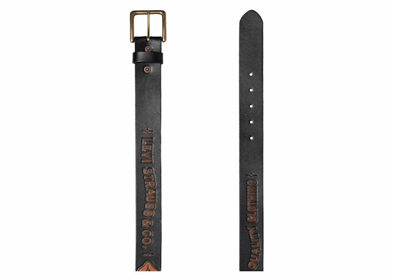 Stussy x Levi's Embossed Leather Belt Black