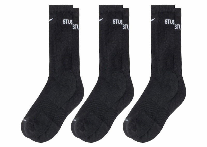 Stussy x Nike Dri-FIT Crew Socks (3 Pack) Black