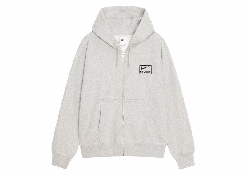Stussy x Nike Fleece Zip Hoodie (SS24) Grey Heather