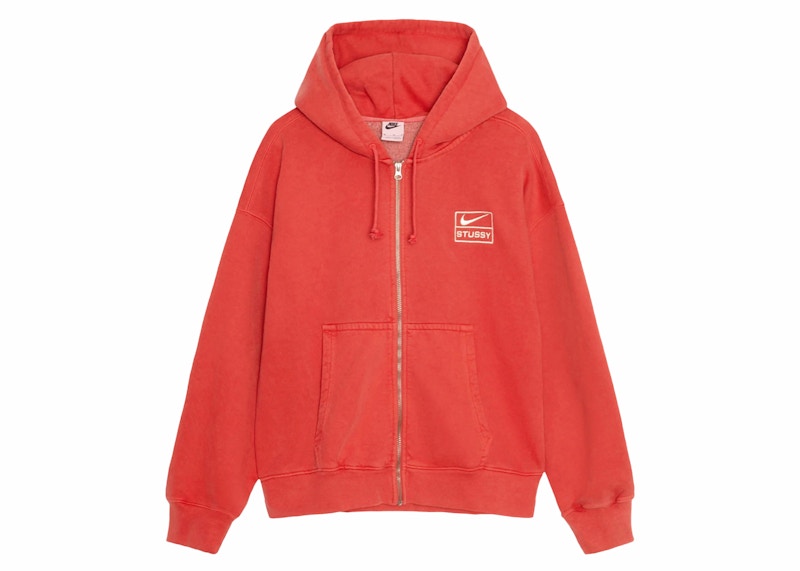 Stussy x Nike Pigment Dyed Fleece Zip Hoodie (Asia Sizing) Habanero Red