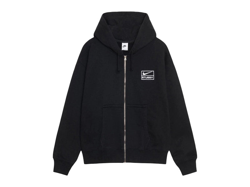 Stussy x Nike Stone Washed Fleece Zip Hoodie (FW25) Black