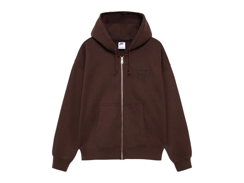 Stussy x Nike Stone Washed Fleece Zip Hoodie (FW25) Dark Cinder