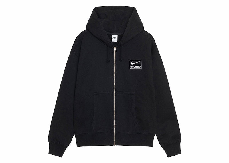 Stussy x Nike Stone Washed Fleece Zip Hoodie (SS24) Black