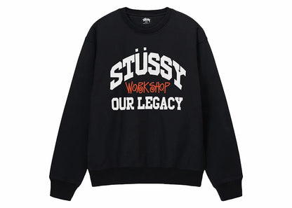 Stussy x Our Legacy Ol Collegiate Pigment Dyed Crewneck Black