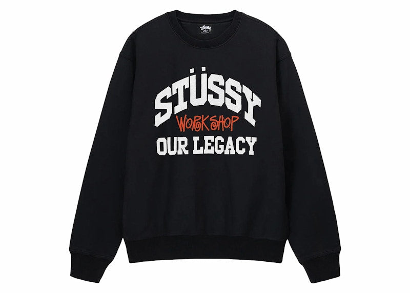 Stussy x Our Legacy Ol Collegiate Pigment Dyed Crewneck Black
