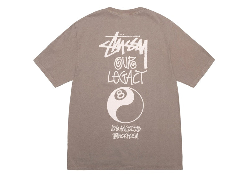 Stussy x Our Legacy Work Shop 8 Ball Yin Yang Pigment Dyed Tee Taupe