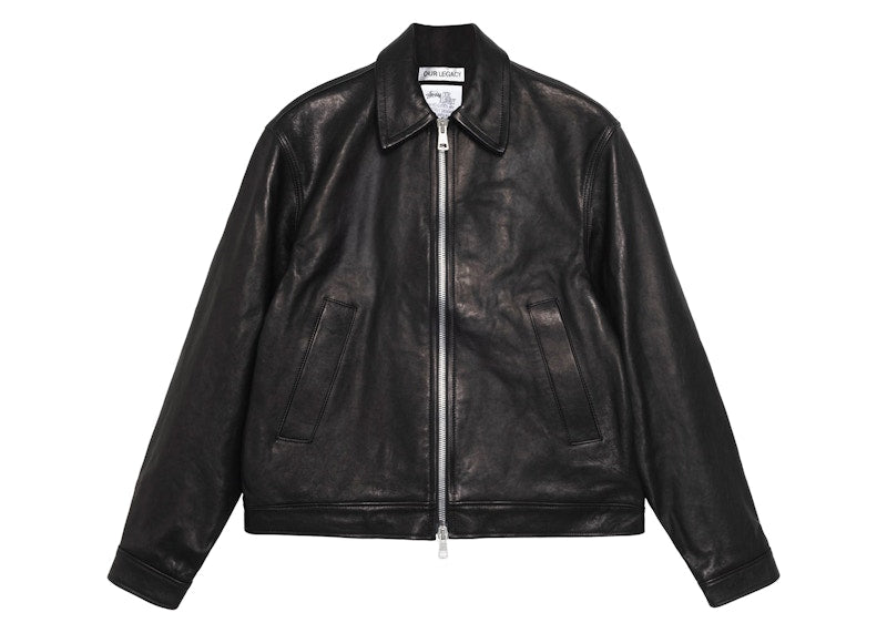 Stussy x Our Legacy Work Shop Blouson Leather Jacket Black