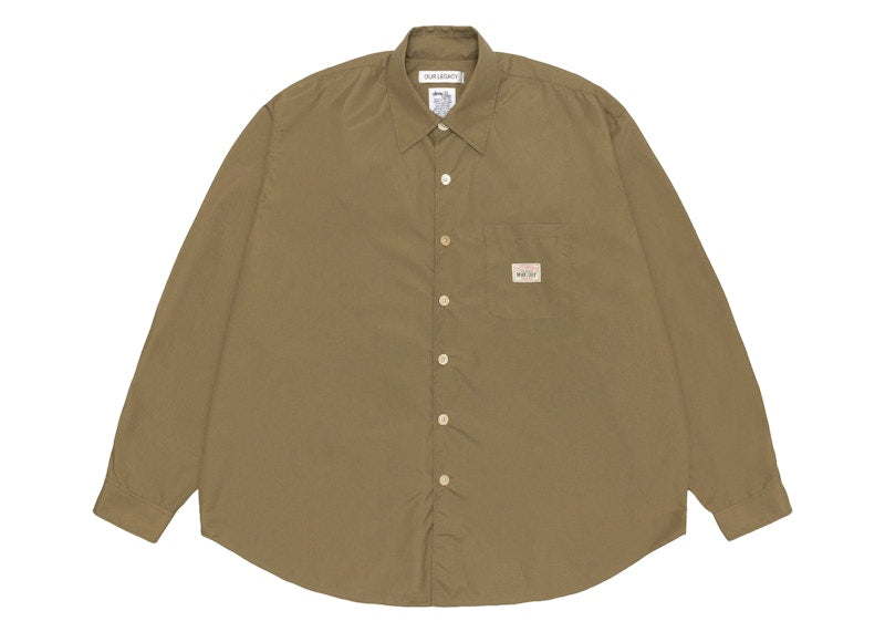 Stussy x Our Legacy Work Shop Borrowed Shirt Olive Nylon Ripstop