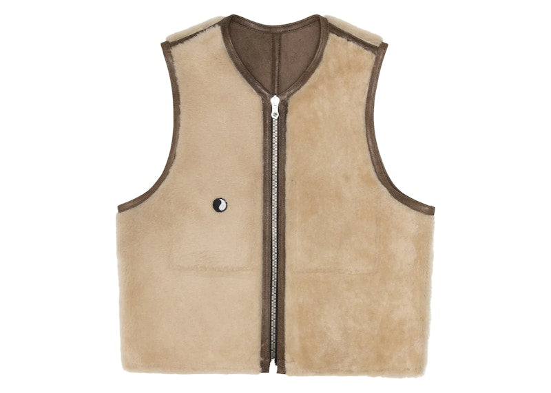 Stussy x Our Legacy Work Shop Reversible Shearling Vest Off White Shearling