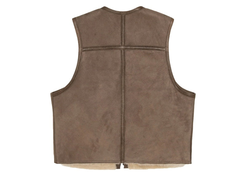 Stussy x Our Legacy Work Shop Reversible Shearling Vest Off White Shearling