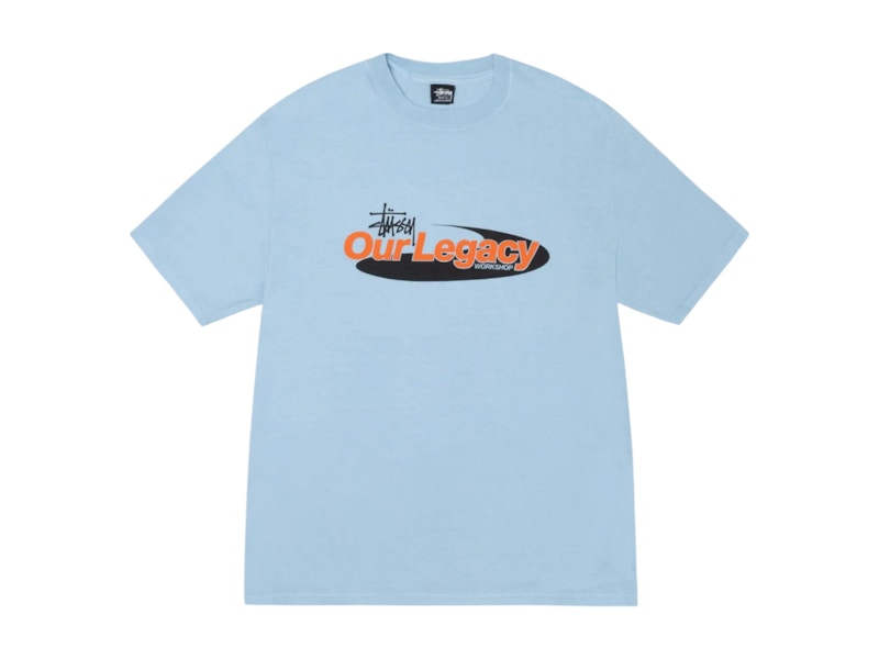 Stussy x Our Legacy Work Shop Swirl Pigment Dyed Tee Baby Blue
