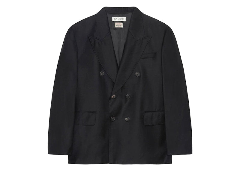 Stussy x Our Legacy Work Shop Unconstructed Double-Breasted Blazer Shadow Grey Wool