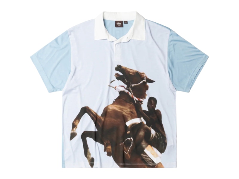 Stussy x Wales Bonner Silk Polo Blue