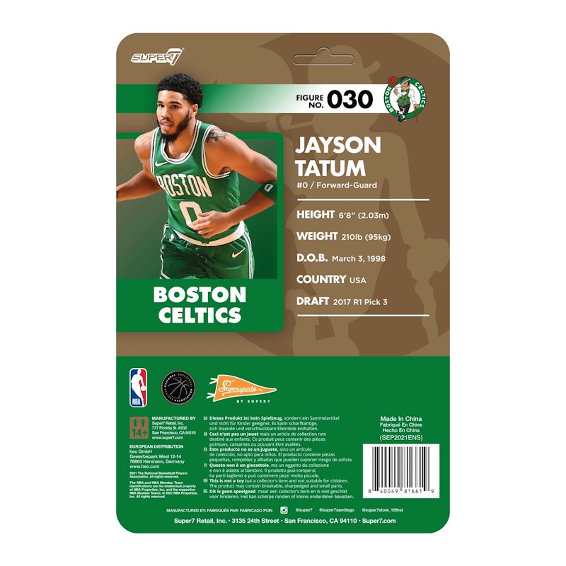 Super7 Supersports NBA Boston Celtics Jayson Tatum Action Figure Green
