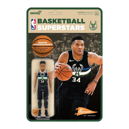 Super7 Supersports NBA Milwaukee Bucks Giannis Antetokounmpo Action Figure Black