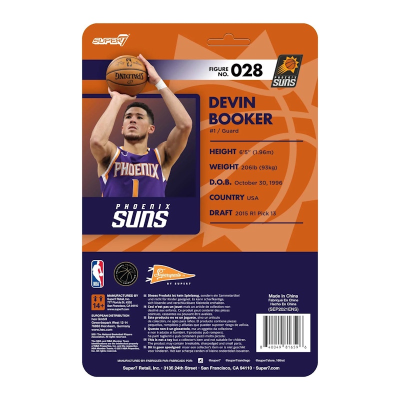 Super7 Supersports NBA Phoenix Suns Devin Booker Action Figure Purple