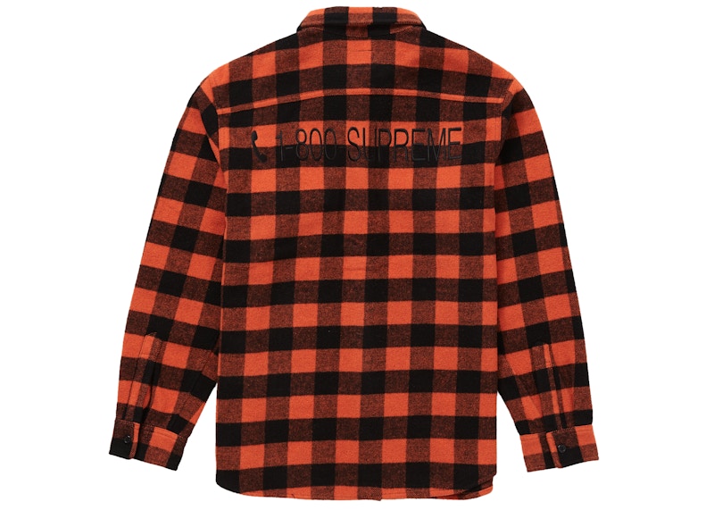 Supreme 1-800 Buffalo Plaid Shirt Orange