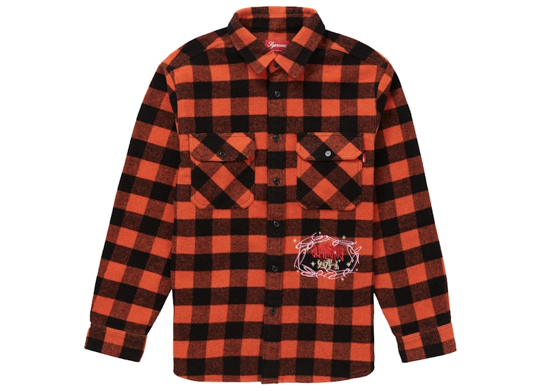 Supreme 1-800 Buffalo Plaid Shirt Orange