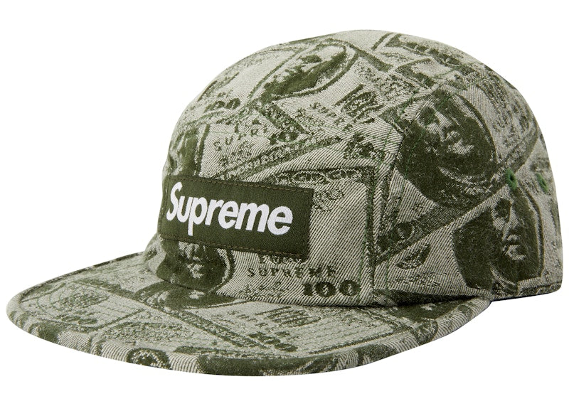 Supreme 100 Dollar Bill Camp Cap Green