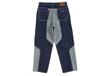 Supreme 2-Tone Paneled Baggy Jean Blue