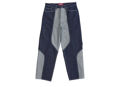 Supreme 2-Tone Paneled Baggy Jean Blue