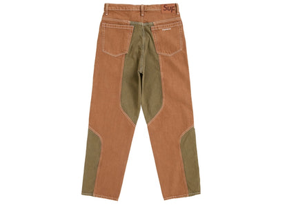 Supreme 2-Tone Paneled Baggy Jean Brown