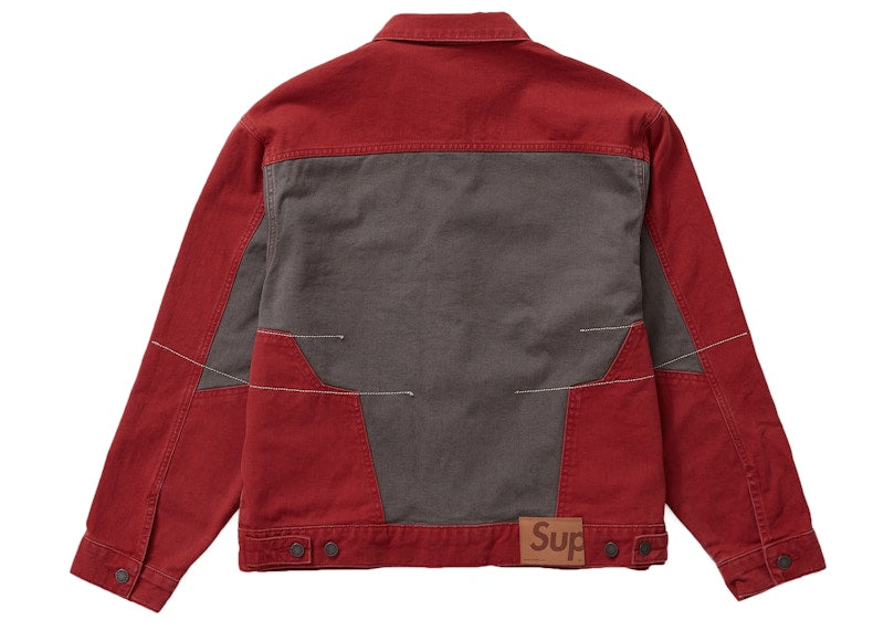 Supreme 2-Tone Paneled Denim Jacket Red