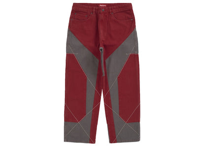 Supreme 2-Tone Paneled Jean Red
