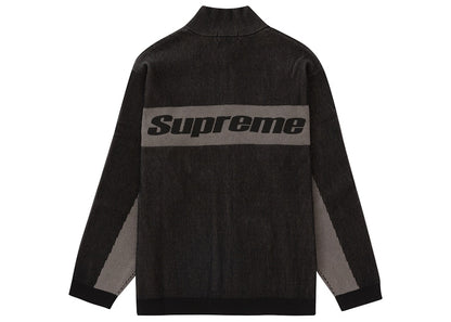 Supreme 2-Tone Ribbed Zip Up Sweater Black