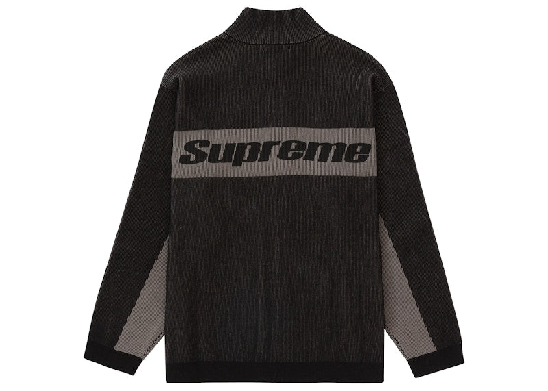 Supreme 2-Tone Ribbed Zip Up Sweater Black