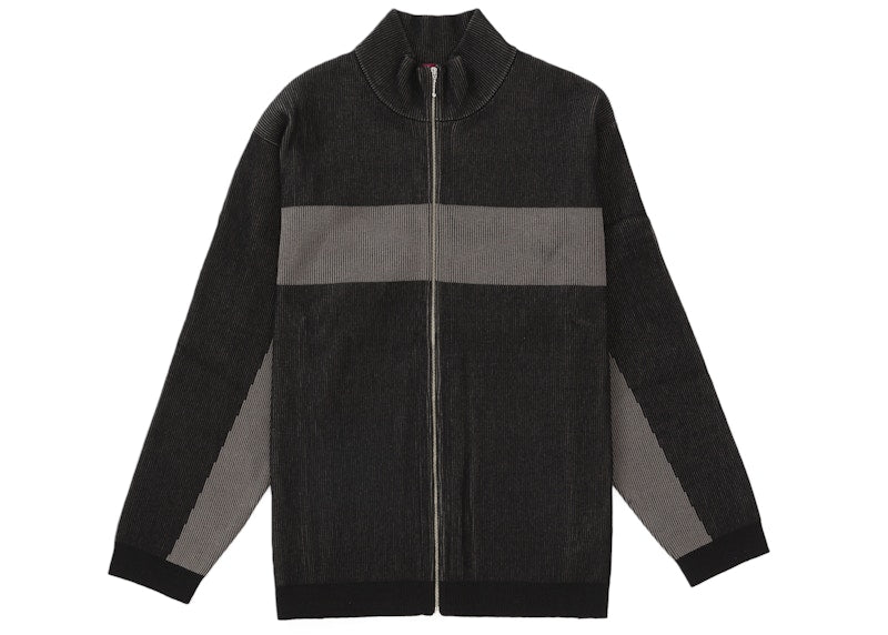 Supreme 2-Tone Ribbed Zip Up Sweater Black