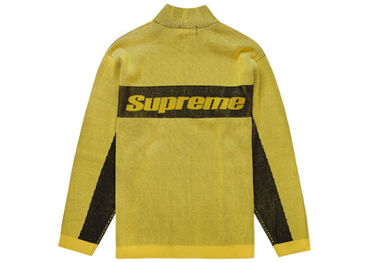 Supreme 2-Tone Ribbed Zip Up Sweater Yellow