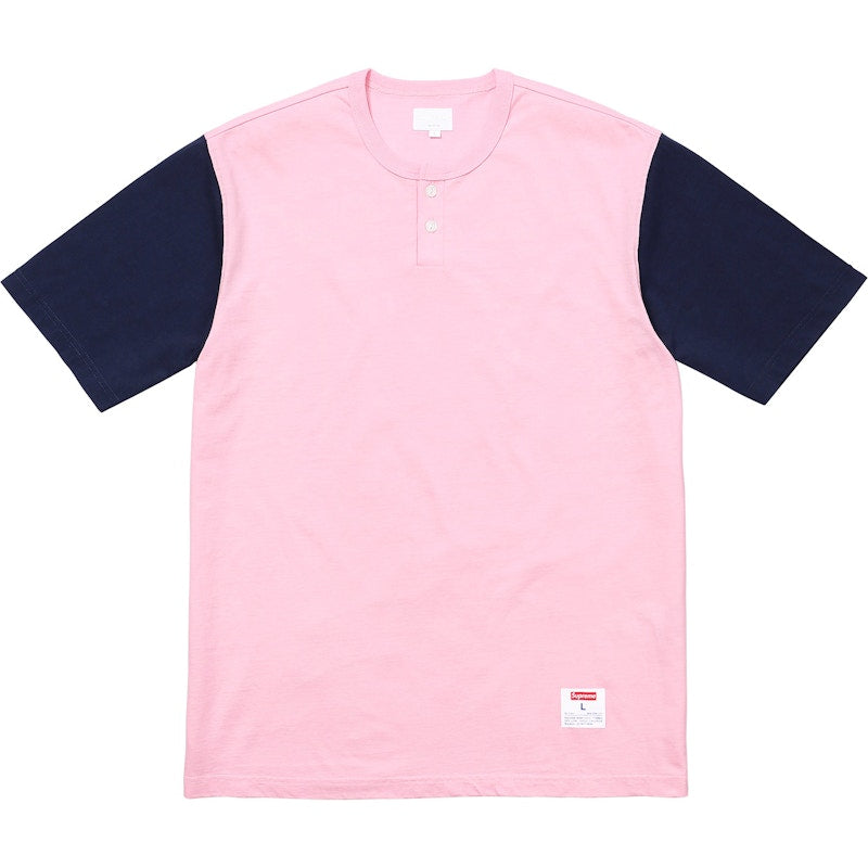 Supreme 2-Tone S/S Henley Light Pink