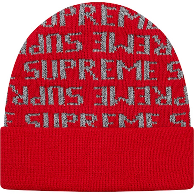 Supreme 3M Reflective Repeat Beanie Red
