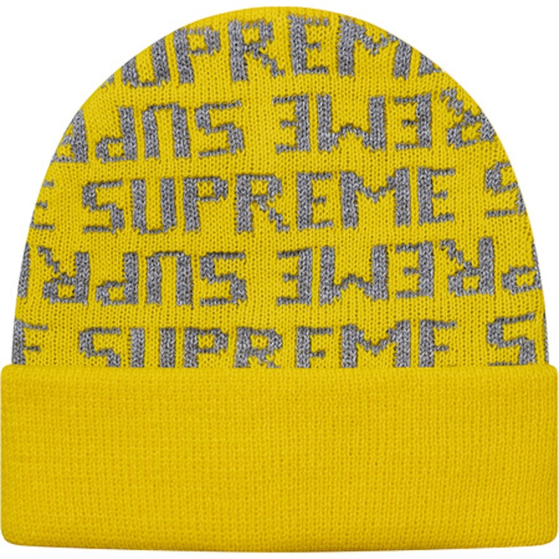 Supreme 3M Reflective Repeat Beanie Yellow
