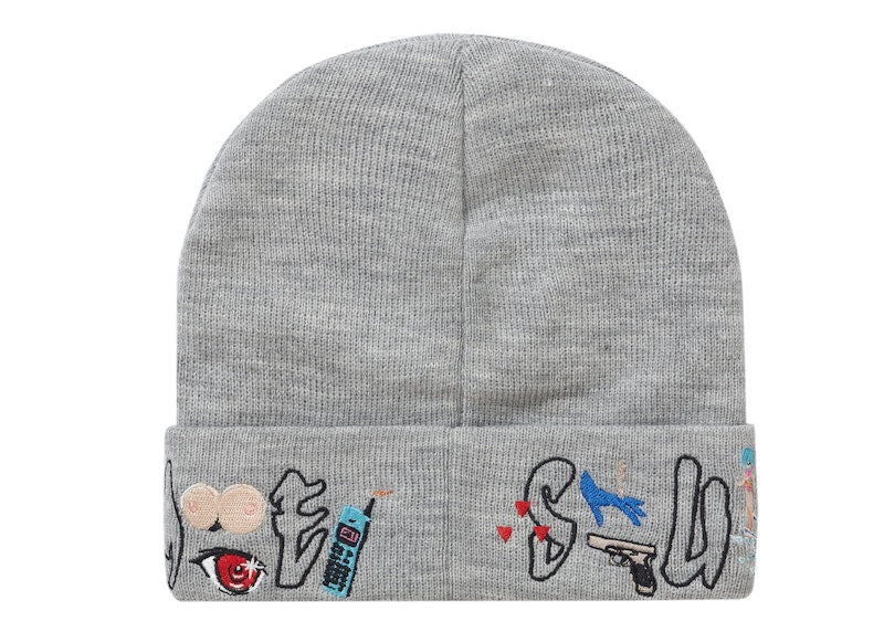 Supreme AOI Icons Beanie Heather Grey