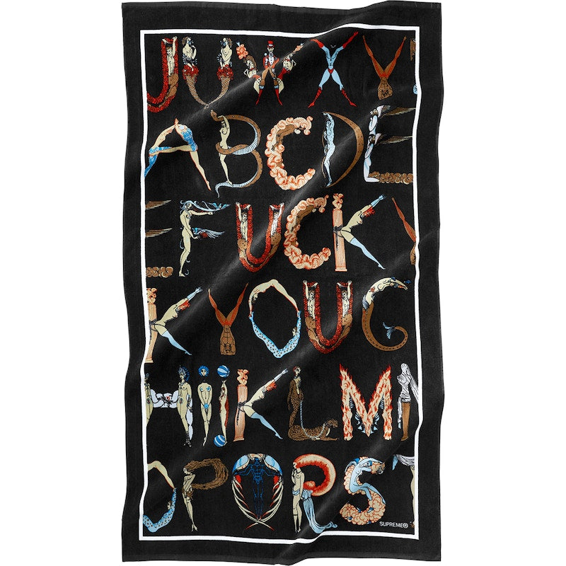 Supreme Alphabet Beach Towel Black