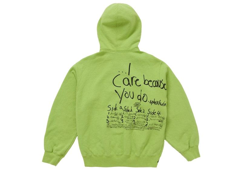 Supreme Aphex Twin Zip Up Hooded Sweatshirt Lime