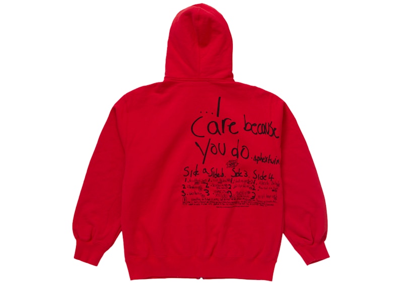 Supreme Aphex Twin Zip Up Hooded Sweatshirt Red