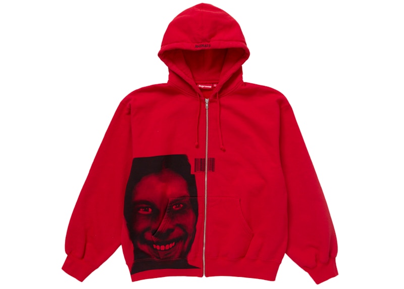Supreme Aphex Twin Zip Up Hooded Sweatshirt Red
