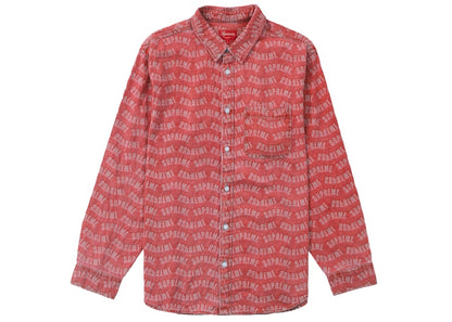 Supreme Arc Jacquard Denim Shirt Red