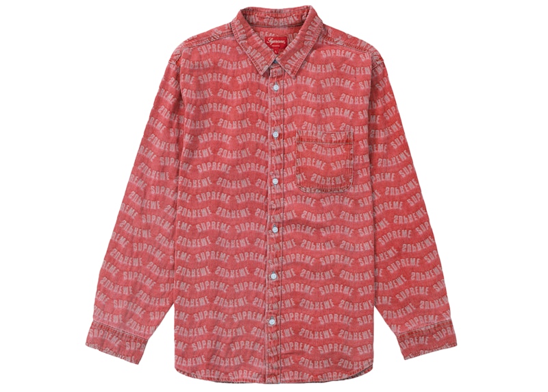 Supreme Arc Jacquard Denim Shirt Red