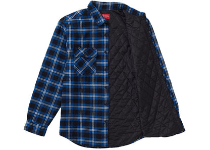 Supreme Arc Logo Quilted Flannel Shirt Black