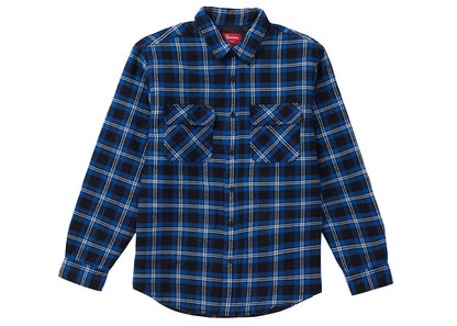 Supreme Arc Logo Quilted Flannel Shirt Black