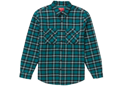 Supreme Arc Logo Quilted Flannel Shirt Green