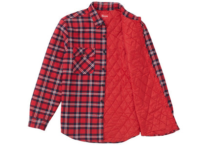 Supreme Arc Logo Quilted Flannel Shirt Red