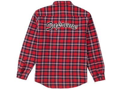 Supreme Arc Logo Quilted Flannel Shirt Red