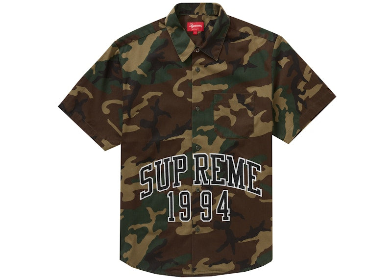 Supreme Arc Logo S/S Work Shirt Woodland Camo
