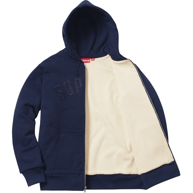 Supreme Arc Logo Thermal Zip Up Sweatshirt Navy