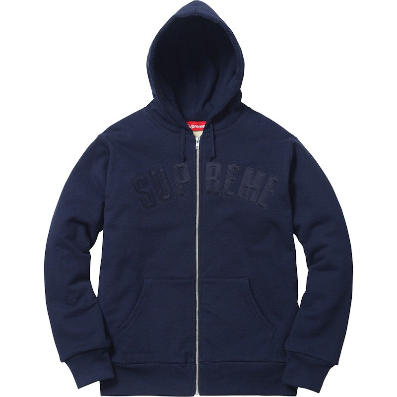 Supreme Arc Logo Thermal Zip Up Sweatshirt Navy